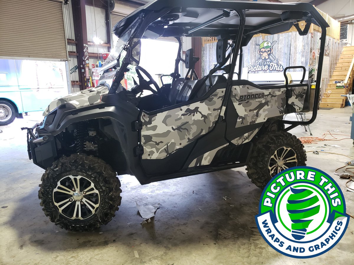 PictureThisAd's tweet photo. Fun project for us here, check out this Honda Pioneer we wrapped in 3M IJ180mC film with 3M 180 matte laminate!

#3mCertified #3mWraps #customwraps #camowraps https://t.co/km7AxP0Noz
