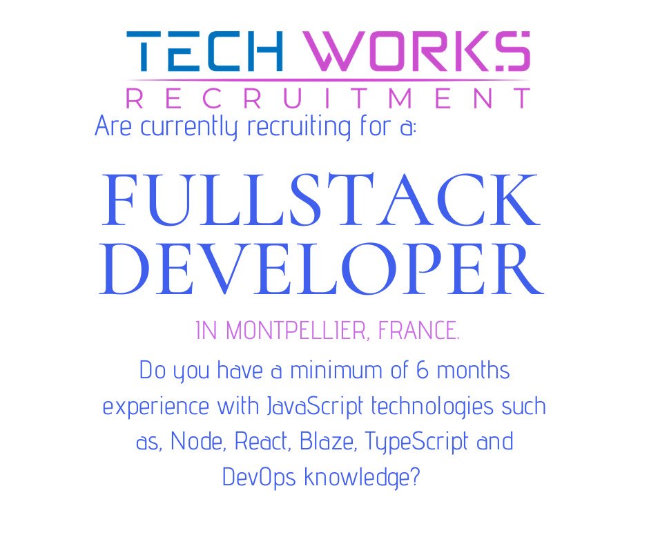 Techworksrec's tweet image. We are #recruiting for a #juniorfullstackdeveloper in #montpellier #france
If you have a minimum of 6 months development experience and would like the chance to join this rapidly expending start-up, get in touch :)
#saas #javascript #javascriptdeveloper #juniordeveloper