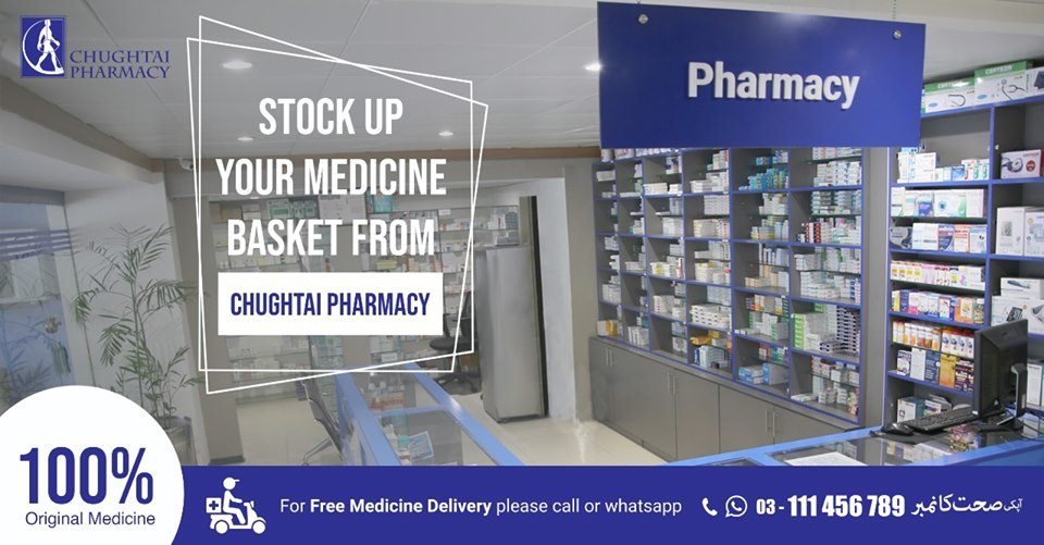 ChughtaiLab's tweet photo. Get your medicines from Chughtai Pharmacy today!
We also offer free medicine delivery service at your doorstep in Lahore. Order now at Aap ki Sehat Ka Number 03111456789 and get medicines delivered at your doorstep.
#ChughtaiPharmacy #Sahoolat #Sehat #CLcares #Lahore https://t.co/iRxqrAphaq