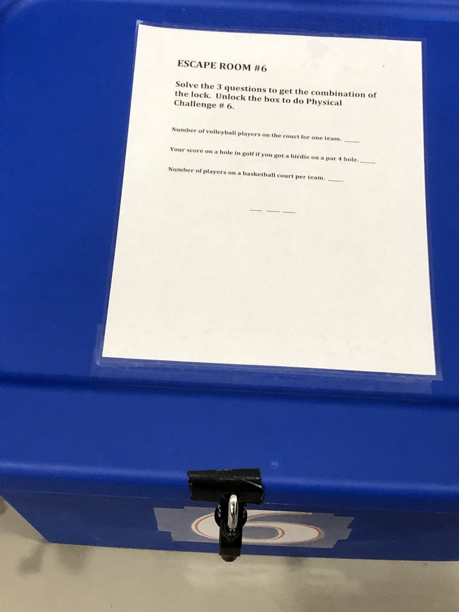kcline1227's tweet photo. Escape Classroom in the DMS Gym! Can you crack the code? #D2 #dileydelegates #DMSPride #PLSDProud #escaperoom #teamworkmakesthedreamwork #collaboration #crackthecode @dileyprincipal @DMS_Proud @PLSD @plsdsupt https://t.co/aThszVMHfa
