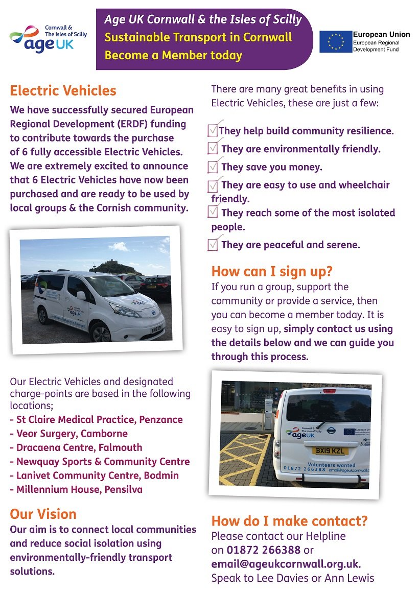 Check out the latest press release for our fully-accessible Electric Vehicles. Our goal is to improve social isolation across Cornwall &amp; give community groups &amp; services an eco-friendly transport solution. 💚🌿❤️ #ElectricVehicles #transport #sustainable 
ageuk.org.uk/cornwall/about…