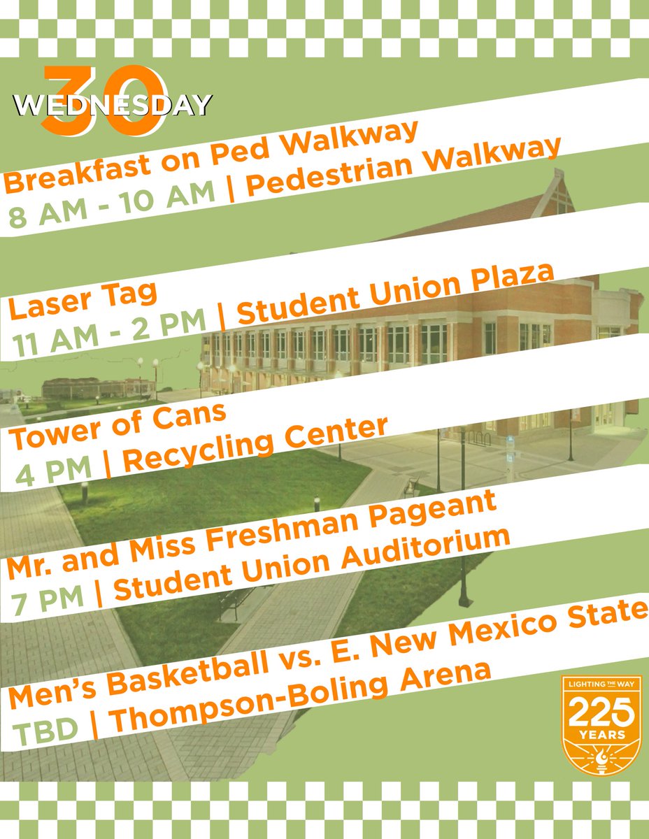 Wednesday’s events! 

🔸BREAKFAST AND LASER TAG🔸: now inside the student union due to rain!          

🔶BREAKFAST UNTIL 11🔶