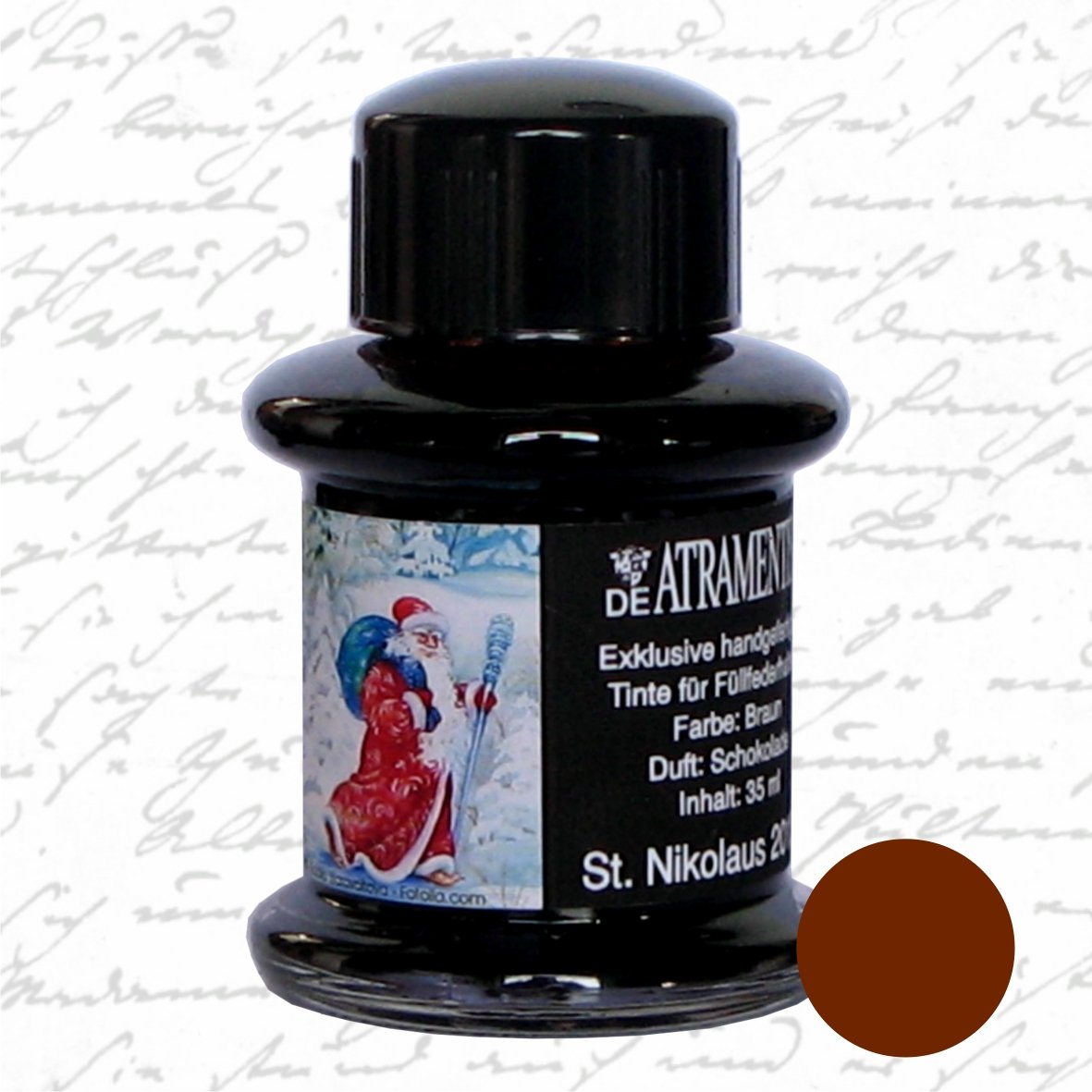 atramentis's tweet photo. Santa Claus ink with chocolate fragrance for fountain pen. Color: chocolate brown, content 35 ml. https://t.co/TLXjcd2XcP