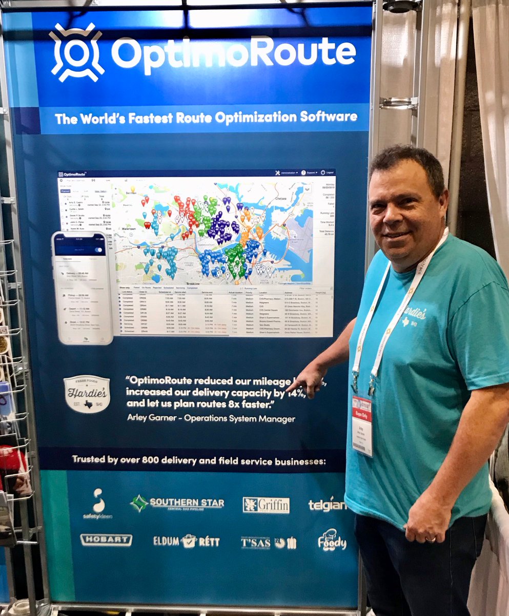 OptimoRoute's tweet image. Mr. Arley Garner from @HardiesFruitVeg famously quoted 👇 about OptimoRoute. Thanks for visiting our booth at the The International Foodservice Distributors Association (IFDA) show - looking forward to seeing y&apos;all next year 🚀
#routeoptimization #optimoroute #fooddistribution