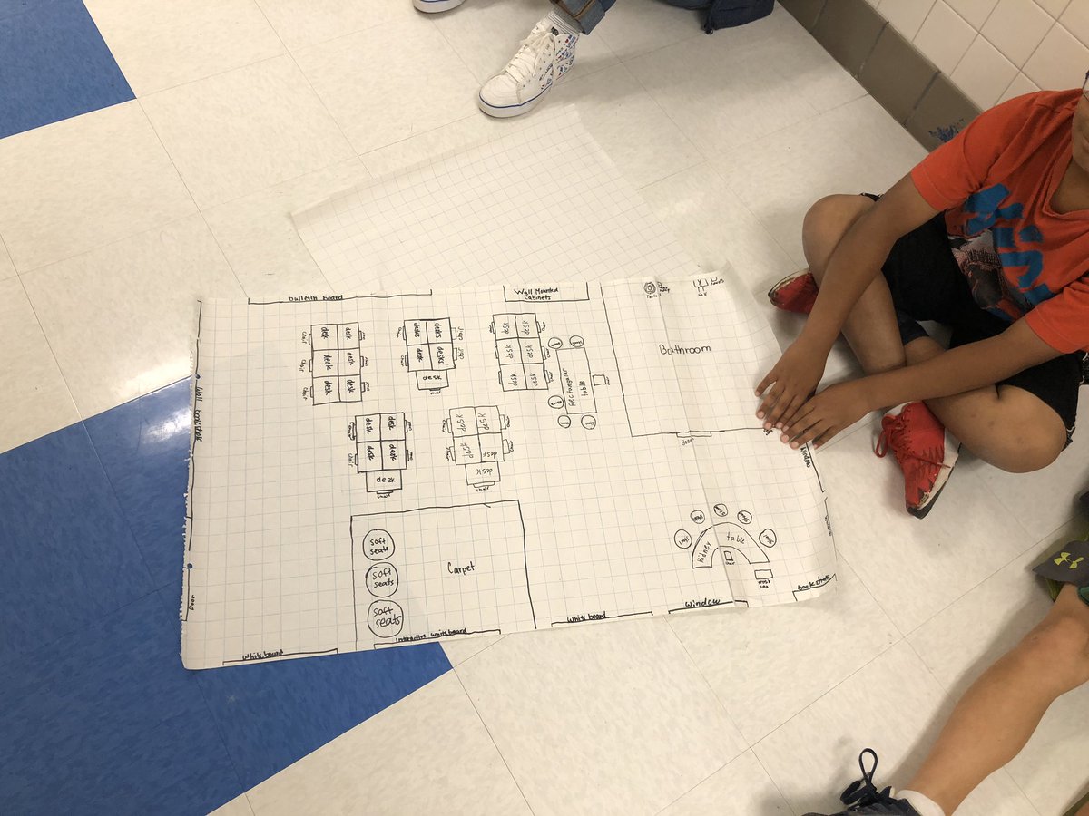 ErinMCraddock's tweet photo. SPOTTED: Architects and budget analysts from @morenos_class are hard at work collaborating on their #MathPBL classroom designs https://t.co/BktloqRNL1