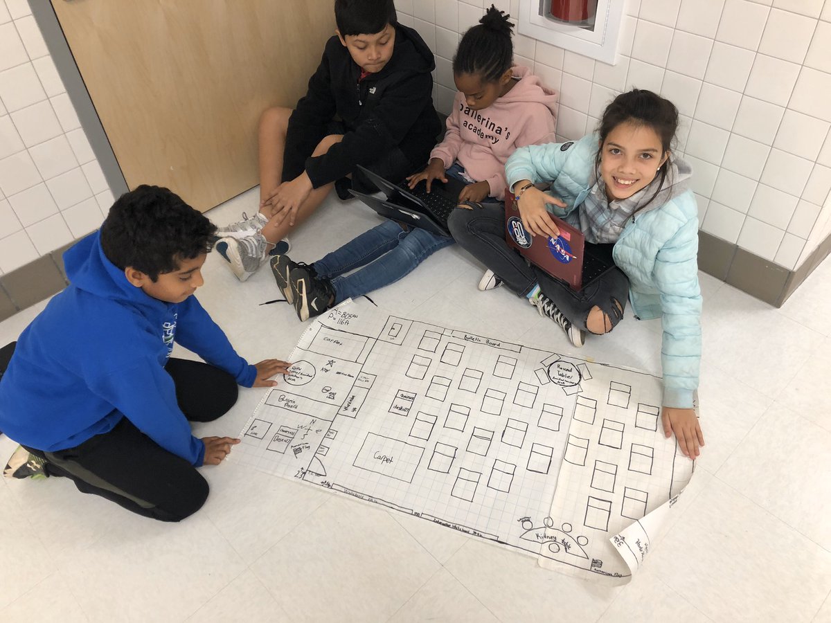 ErinMCraddock's tweet photo. SPOTTED: Architects and budget analysts from @morenos_class are hard at work collaborating on their #MathPBL classroom designs https://t.co/BktloqRNL1
