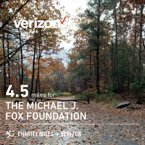 bethdsew's tweet photo. 4.5 @CharityMiles for @MichaelJFoxOrg. Thanks to @Verizon for sponsoring me. https://t.co/rKLu8AoGmw #everymilematters! https://t.co/Ehw5HUNJWH