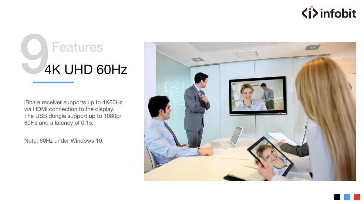 infobitav's tweet photo. Feature 9/13: 4K UHD 60Hz Ready. #infobit #iShare #wirelesscommunications #wireless #meetingrooms #conferencerooms #wirelessProjectionSystem #WirelessPresentationSystem #wirelessMirroring #wirelessCasting #WirelessTransmission #WirelessTxRx https://t.co/CEfPNqoJgc #avtweeps https://t.co/4xnOOyKcH1