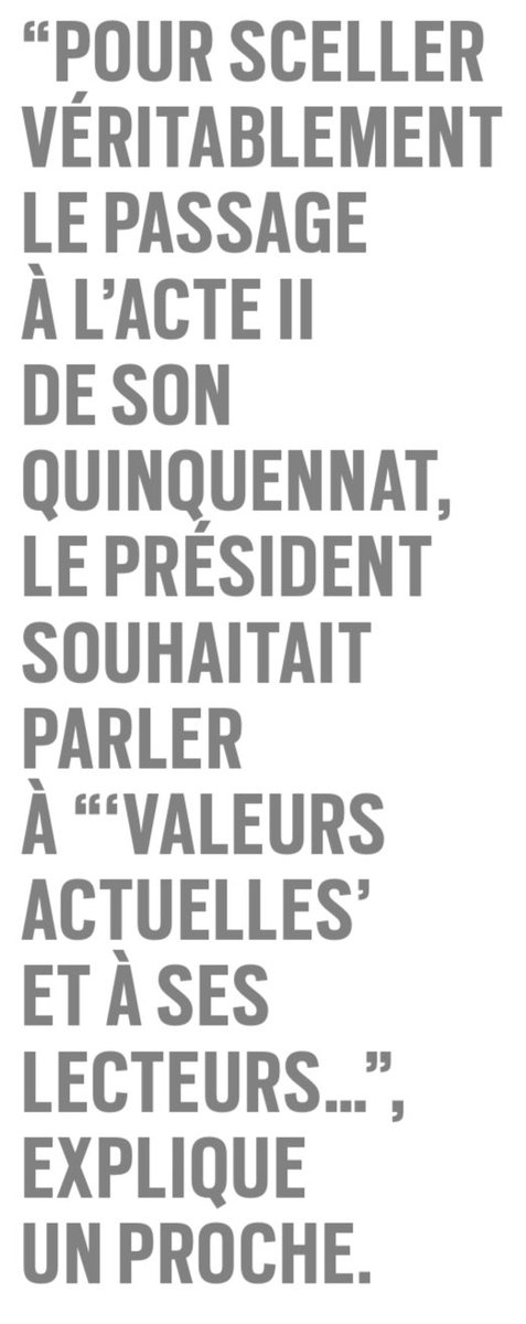 PaulLarrouturou's tweet photo. « Un proche de l’Élysée ne s’en cache pas : « Pour sceller véritablement le passage à l’acte II de son quinquennat, le président Macron souhaitait parler à Valeurs actuelles et à ses lecteurs... C’est très important pour lui. » ». https://t.co/HoGiWwE7zm