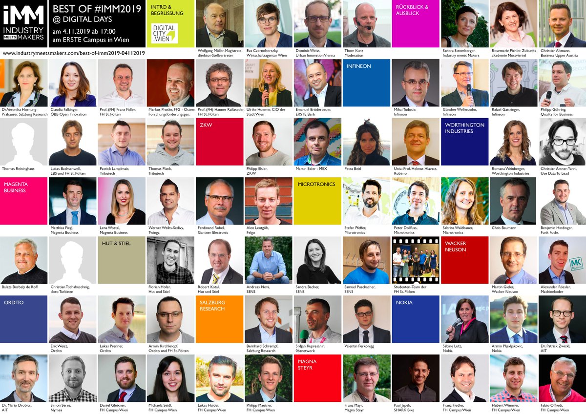 Am Mo., 4.11./17:00 findet unser Best of #IMM2019 Event bei den #DIDAYS19 am #ERSTECampus statt und unser Speaker-Lineup ist auch schon fast komplett... 😅 Wir laden alle Interessierten herzlich ein. Es wird wieder super-spannend! bit.ly/2ppxFdd
