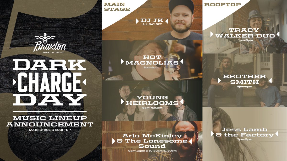 BraxtonBrewCo's tweet photo. We know a thing or two about throwing a party, and one thing's for certain – you gotta have the best live music! We're proud to announce the official music lineup for Dark Charge 2019. View the full lineup on https://t.co/5RYCsWt06D https://t.co/q4TxbdEfsd
