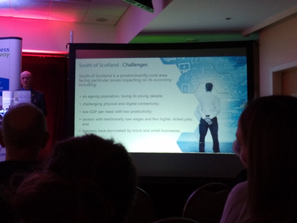 Texthouse's tweet image. Prof Russel Griggs: arts centres form businesses. #BGBordersConf19 @CABNScotBorders