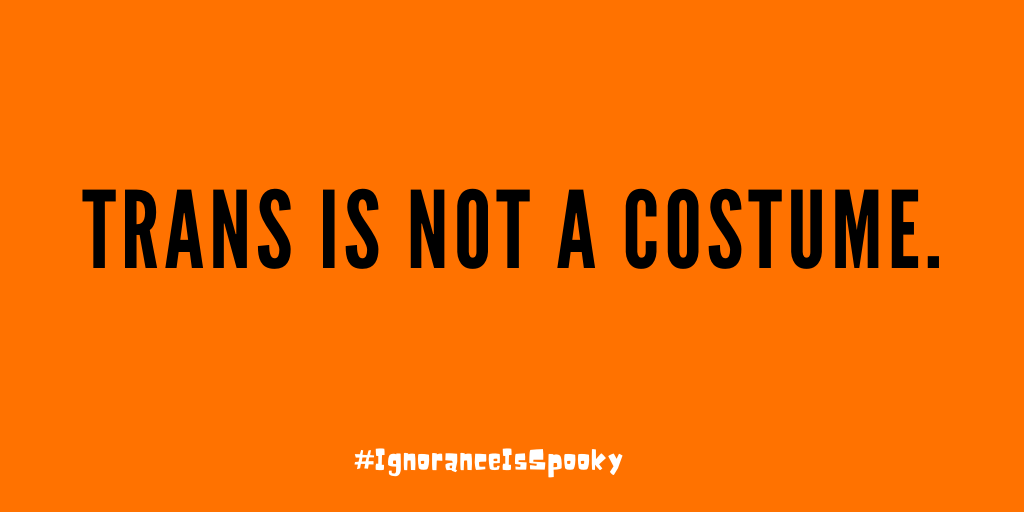 socialinnovtmu's tweet photo. Planning to wear a #Halloween costume tomorrow? 

Does your costume promote transphobia, racism, or ableism? If 'yes' or 'maybe' is your answer - then it's a BAD costume. 

#IgnoranceIsSpooky #CulturalAppropriation #StopAppropriation https://t.co/92KylWQYFa