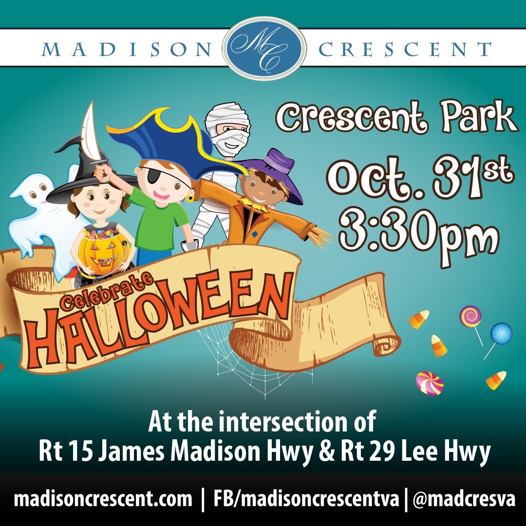MadCrescentVA's tweet photo. Rain or Shine!! Join us on Halloween for some trick or treat fun! Face Painters, Balloon Artists & More! Thursday, October 31 from 3:30pm - 5:30pm. Face painting line closes at 5pm. #happyhalloween #halloween2019 #madisoncresent #gainesvilleva #pwcounty https://t.co/suDyF7PRt5