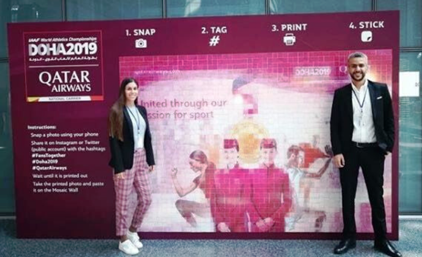 EventDevelopers's tweet image. Snap, Tag, Print, Stick! 
Hamad International Airport Mosaic photo wall. 
Thank #QatarAirways and #IAAF for placing their trust and confidence in us.