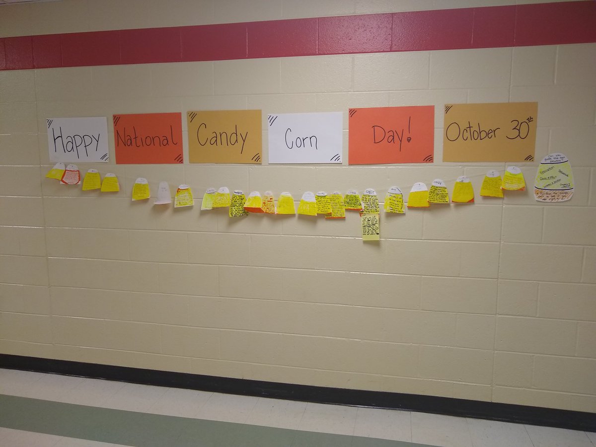 MrsCCorley's tweet photo. Happy National Candy Corn Day!
We're making text structure &amp; main idea fun.
@Brandy_Kirby10 
@bakerelembears 
#candycorny 
#bestyearyet https://t.co/cJkLVecB7K