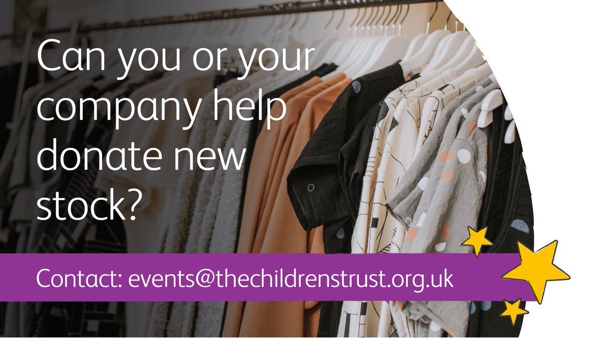 Childrens_Trust's tweet photo. Can you or your company help donate new stock for our November &amp; February sample sale?

We're looking for Womenswear - Homeware - Baby products &amp; Accessories. There's no donation too large or small. End of line stock gratefully received.

contact: events@thechildrenstrust.org.uk https://t.co/HPljGpQKM6