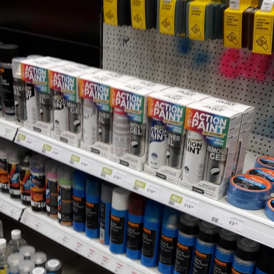 ActionPaints's tweet photo. Always great when a happy customer sends in a photo of Action Paint... this time on sale at Halfords! @Halfords_uk  #carcanvas #temporarypaint #unleasedcreativity #renu https://t.co/GsoAPJ7sau