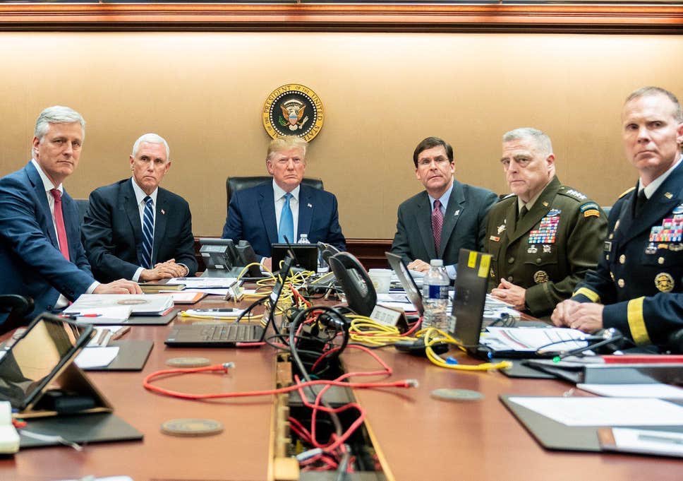 PatSeanBrown's tweet photo. @realDonaldTrump you need to hire my teammate and I to redo your IT networking in your administration. That cabeling on your table is ridiculous. https://t.co/D88h5kMDvr