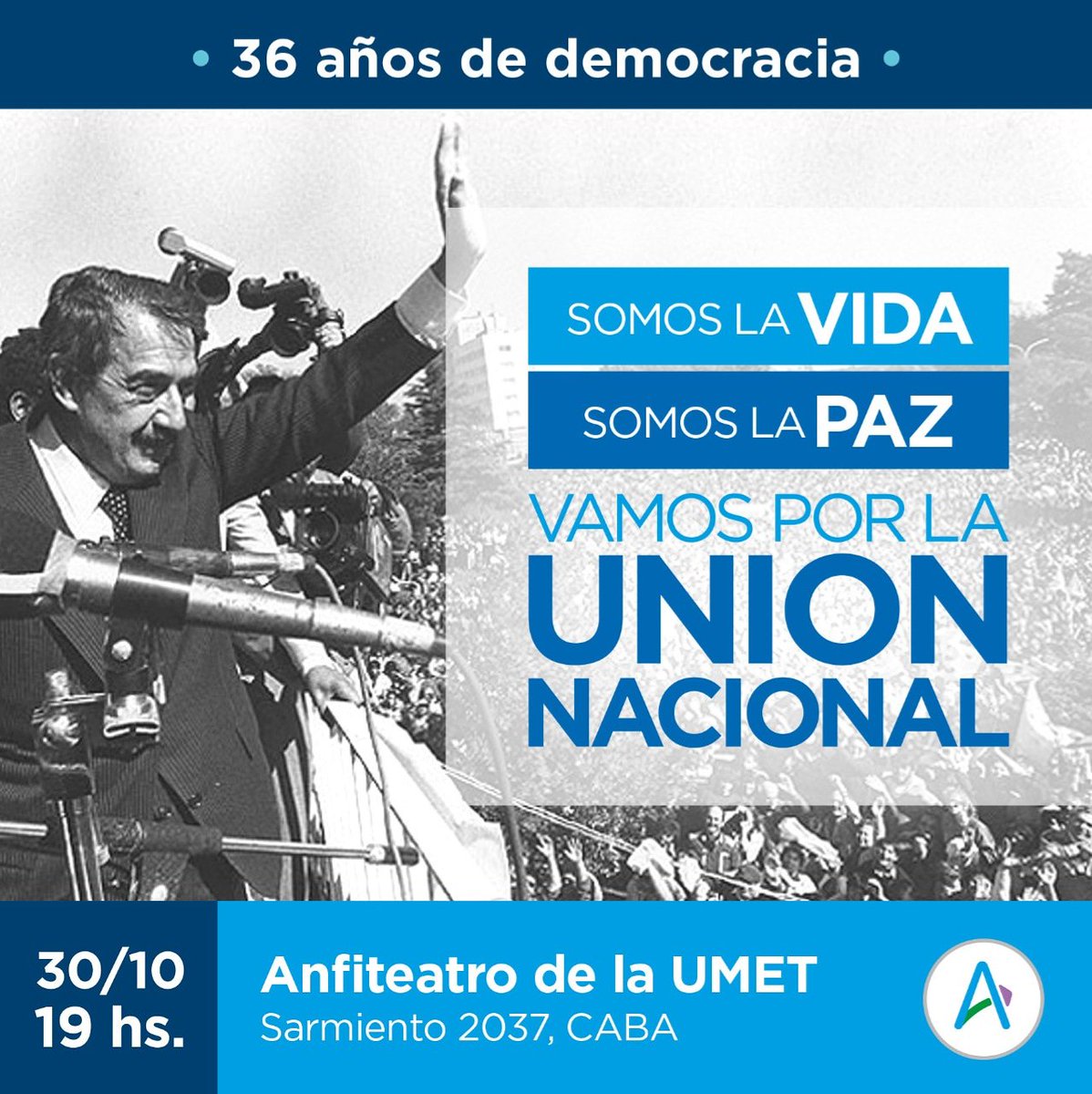 boinablancaucr's tweet photo. Hoy #30DeOctubre como hace 36 años, seguimos en el camino que nos señaló #RaúlAlfonsín para constituir la #UniónNacional con
tod☀️s.
#DemocraciaParaSiempre ✔
"Somos la vida, somos la paz, vamos por la #UniónNacional 🤝
#ArgentinaDePie 🇦🇷 https://t.co/yjiTh9Dhpl