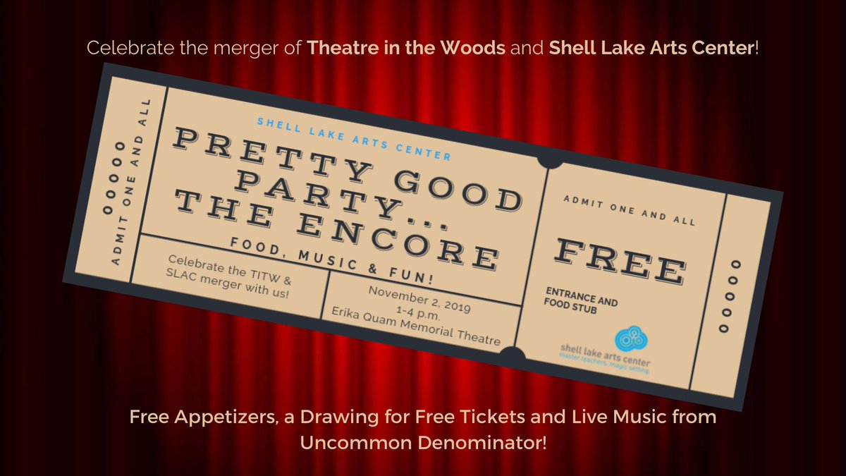 ShellLakeArts's tweet photo. Don't forget that our "Pretty Good Party...The Encore" is going on this Saturday at the Erika Quam Memorial Theatre from 1-4 PM! Join us for this free celebration! https://t.co/XzZqImu42w