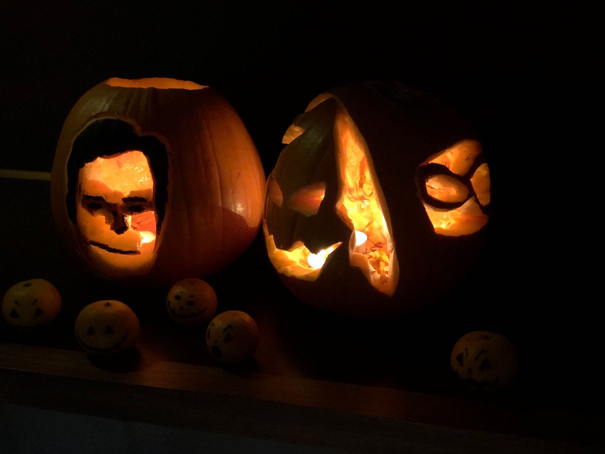pathmotion's tweet photo. Why are graveyards noisy?... Because of all the coffin! 😂 Our pumpkins are ready for judgement - which team wins? You decide! Poll below. The results will be revealed tomorrow... Wishing you a spooktacular Halloween! #SquadGhouls  #halloween #youdecide https://t.co/h3A94RSxdz