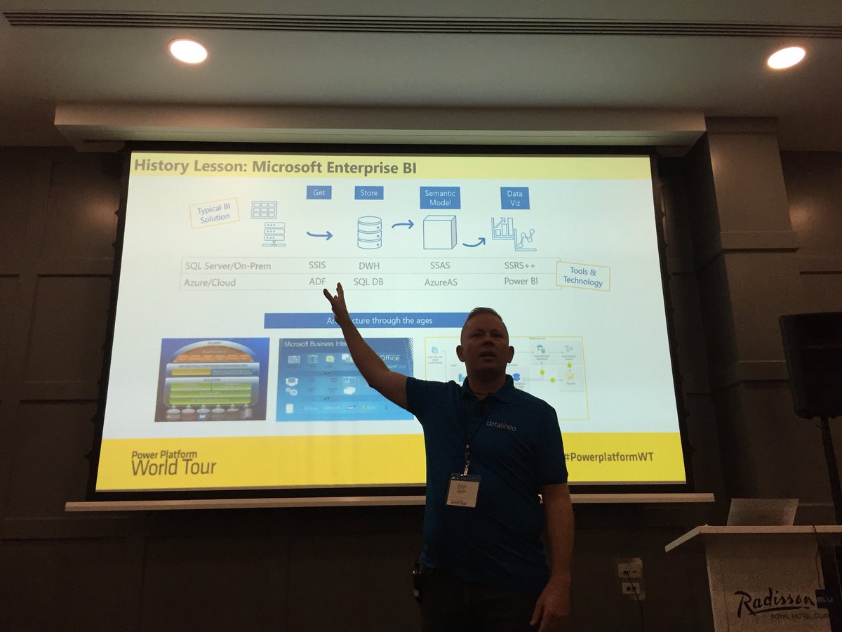 ambynet's tweet photo. @benrebooted on the stage at #PowerPlatformWT #Dublin delivering session about @MSPowerBI #DataFlows &amp; #SharedDatasets https://t.co/4iELNm4zFO