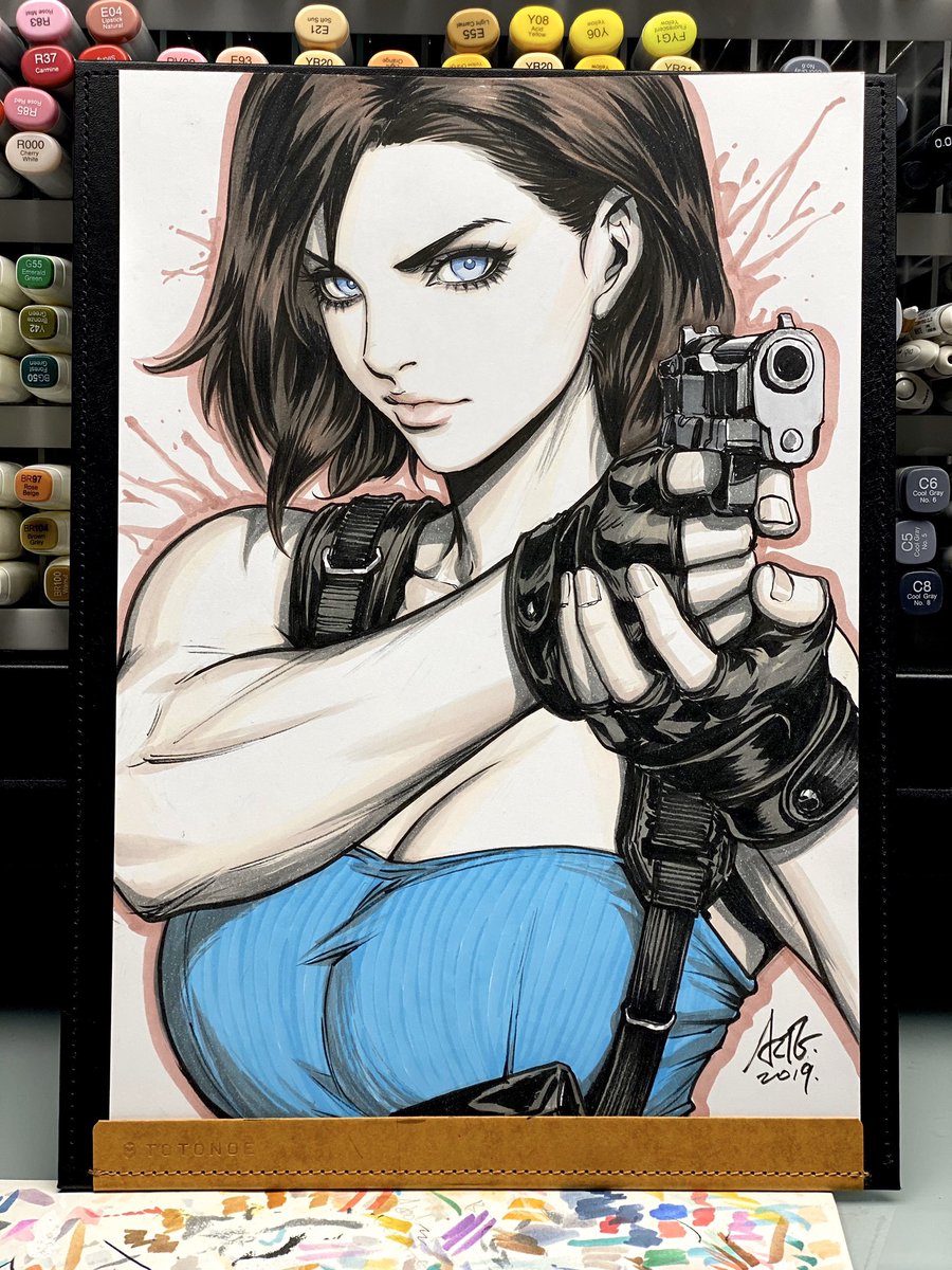 Artgerm's tweet photo. Day 30 - Jill Valentine. Yay inktober is coming to an end finally! #jillvalentine #residentevil #biohazard #inktober2019 #arttrober2019 https://t.co/JiitaxH5um