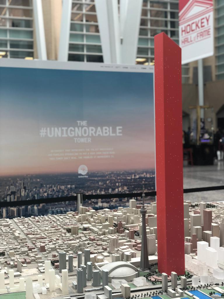 BMOBarclay's tweet photo. @UWGreaterTO unveiled an impactful 3D installation at @BFPLto, the #Unignorable Tower. It represents over 116,000 individuals & families in the GTA who struggle with being homeless. #BMOUnitedWay launches in November and this tower ignites me to do even more #BMOHelps https://t.co/uw03WwZgwz
