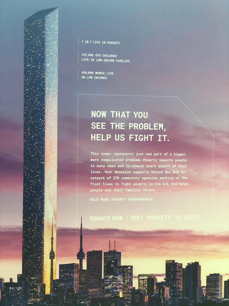BMOBarclay's tweet photo. @UWGreaterTO unveiled an impactful 3D installation at @BFPLto, the #Unignorable Tower. It represents over 116,000 individuals & families in the GTA who struggle with being homeless. #BMOUnitedWay launches in November and this tower ignites me to do even more #BMOHelps https://t.co/uw03WwZgwz