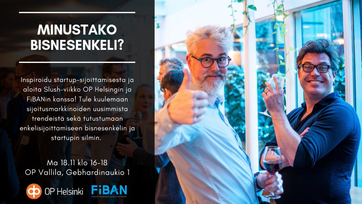 FiBANorg's tweet photo. Minustako #bisnesenkeli? Tule ottamaan selvää! 🤩

Inspiroidu #startup-sijoittamisesta ja aloita #Slush-viikko #OPHelsinki ja #FiBAN kanssa! Ota haltuun #sijoitus'markkinoiden trendit ja enkelisijoittamisen käytännön vinkit.

Lue lisää ja varaa paikkasi: https://t.co/EVmvtrUvuU https://t.co/aVRjdZoWOo