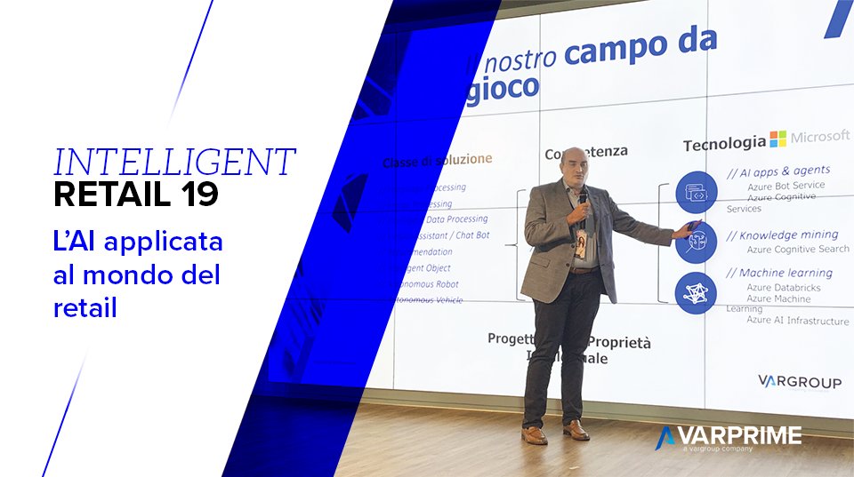 VarPrime's tweet photo. Nella #CustomerExperience del futuro un ruolo importante sarà ricoperto dall'#AI.
Marco Ferrando, CEO di Var Evolution, durante #IntelligentRetail19, ha illustrato i trand AI applicabili al #retail e cosa @VarGroup ha in serbo per il futuro.
https://t.co/AZI3E1caFe https://t.co/GQwgJcaCGm