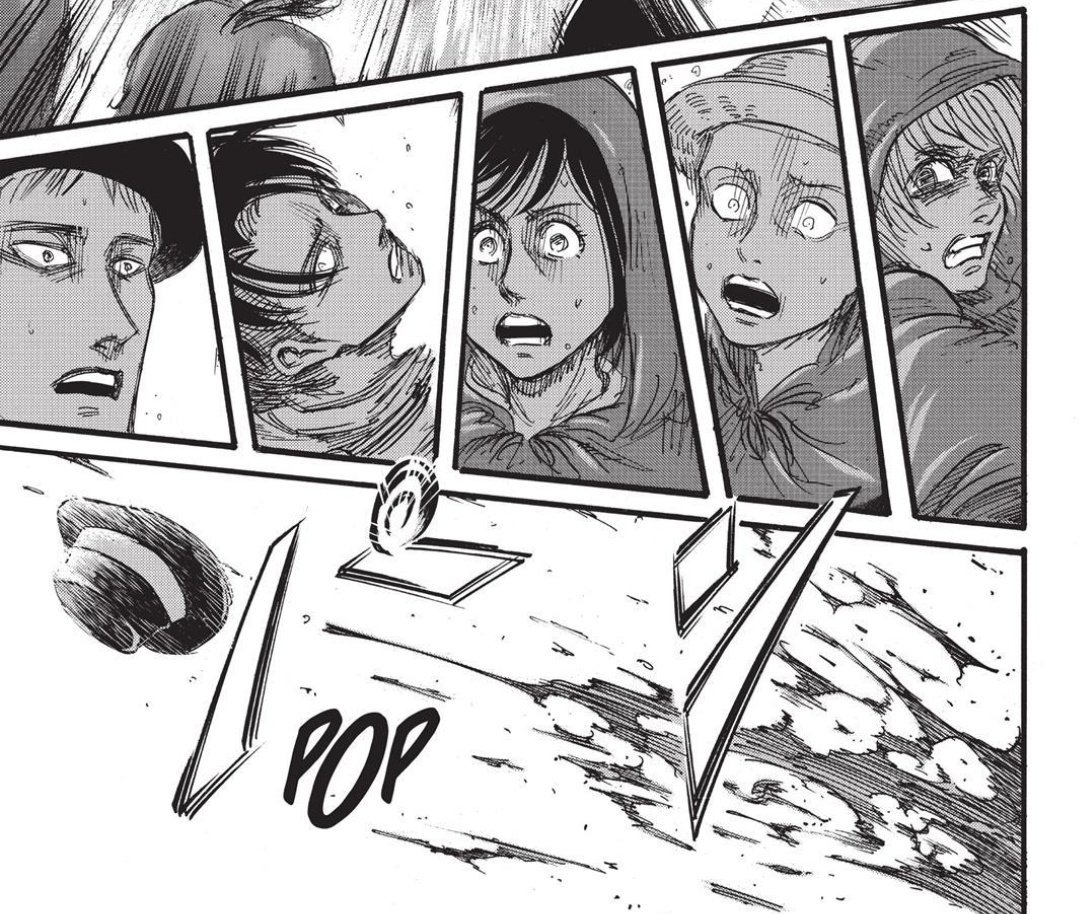 Isayama, you fucking troll... Moving back to Eren after this?!Man, people said heads were gonna start rolling this arc, but Jean???Anyway, usually I wouldn't have believed it, but the series's reputation and the hat flying gives me doubt.Isayama knows his way round the cliches