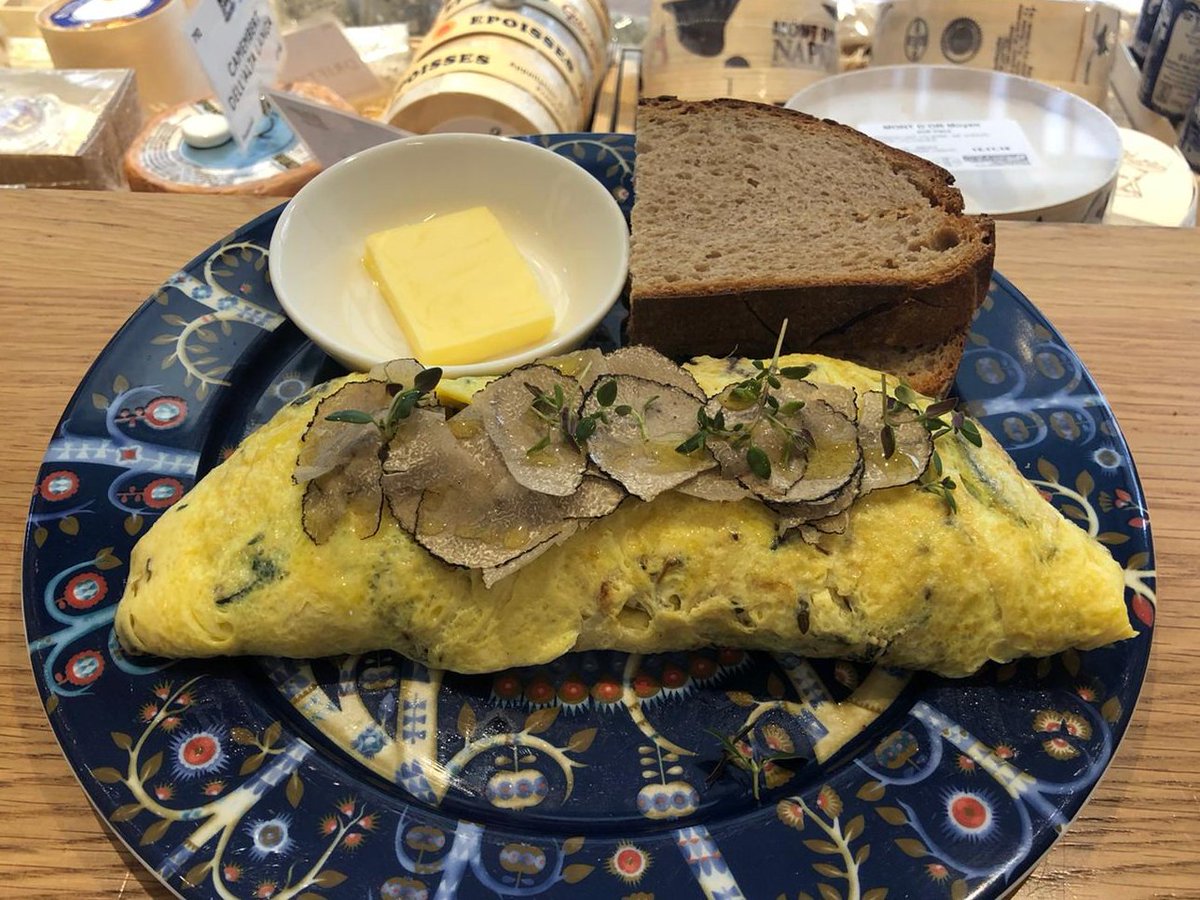 Try our new luxurious Fresh Autumn Truffle omelette! 
Courgette and Perroche goats' cheese in a rich and fluffy omelette, finished with thinly sliced Fresh Autumn Truffles (Tuber Uncinatum). These Truffles are not only available on our menu, but also to buy in our beautiful shop!