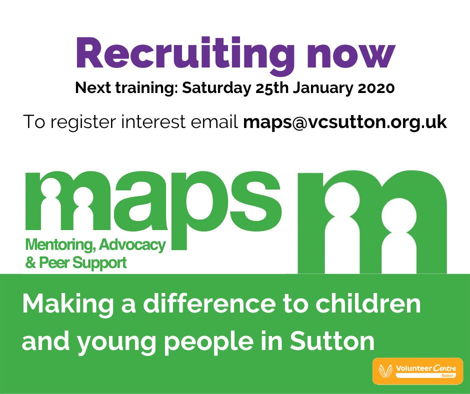 We support over 200 children and young people every year in #Sutton but with your help we could support more. Now recruiting for our next round of Mentor training. If you'd like to find out more email the MAPS team maps@vcsutton.org.uk #mentoring