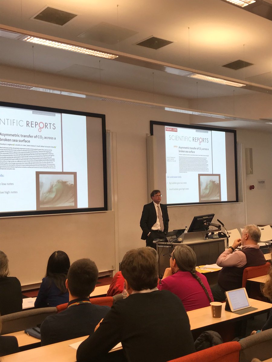 LboroResOffice's tweet photo. Prof Tim Leighton, Professor of Ultrasonics and Underwater Acoustics is kicking of the @LboroIAS Sound Theme launch with his talk on bubble acoustics #bubbles #acoustics https://t.co/OWOCWBtQKH