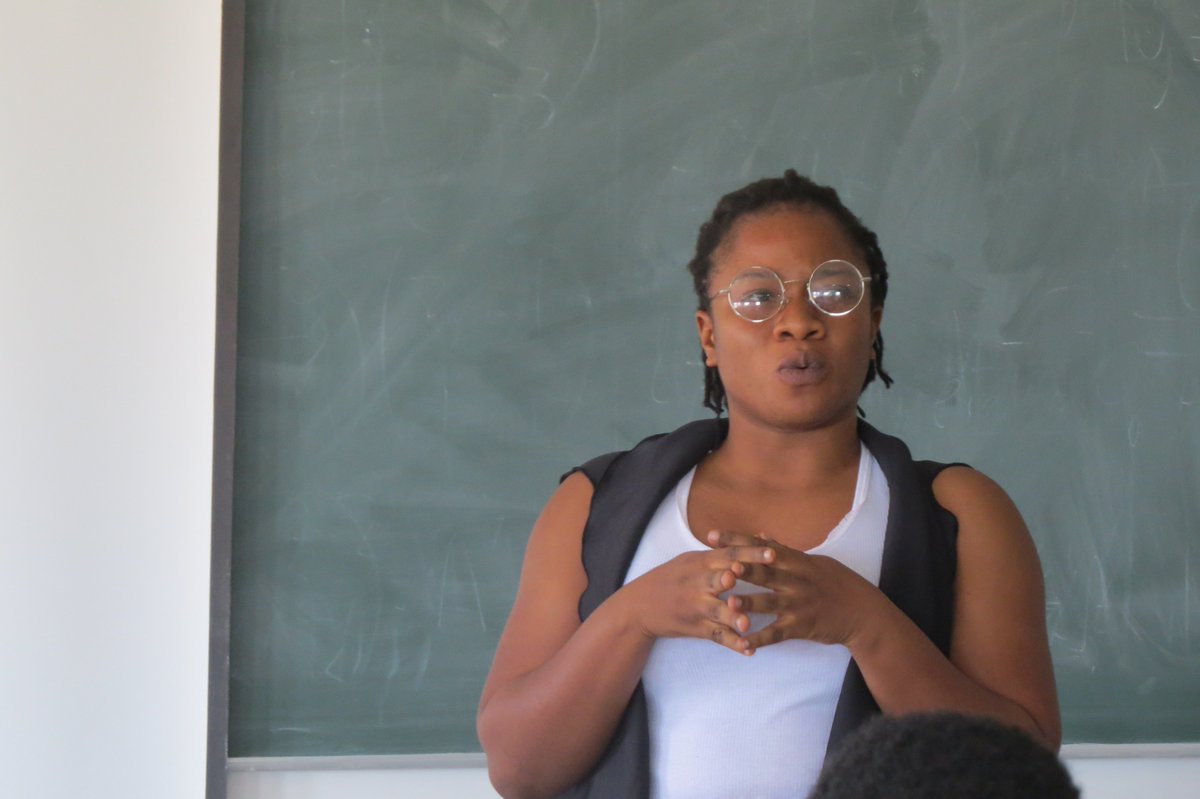lyafichmann1's tweet photo. “A leader is someone who inspires &amp; motivates action. Africans don’t need charity, we need leadership" - Mariam Olateju. The “Leadership + Climate Debate: The War of Words” challenged @AIMSGhana students to discuss current affairs that affect Africa &amp; the whole globe. 
#AIMS https://t.co/H31unc8QmT
