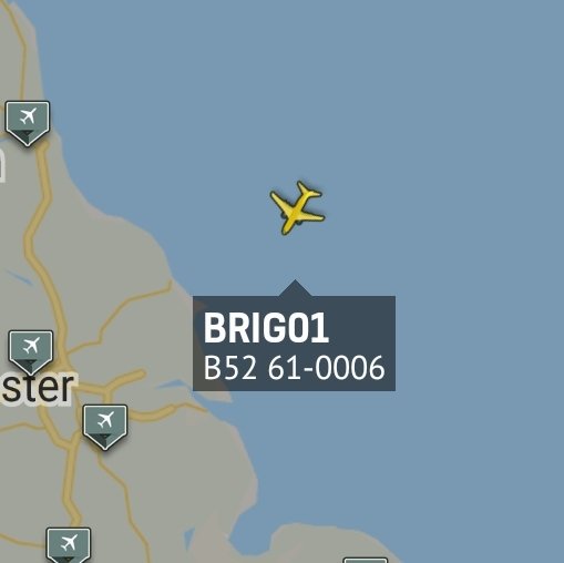 is_keelu's tweet photo. USAF 
Boeing B-52H Stratofortress 
Spotted over the North Sea off the coast of #England 

#BRIG01 #Reg610006 #AE589D #StrategicBomber #Planespotting #Planespotter #Planespotters #RadarSpotter #Aircraft #aviation #MilitaryAircrafts https://t.co/cbBoGAUjoi