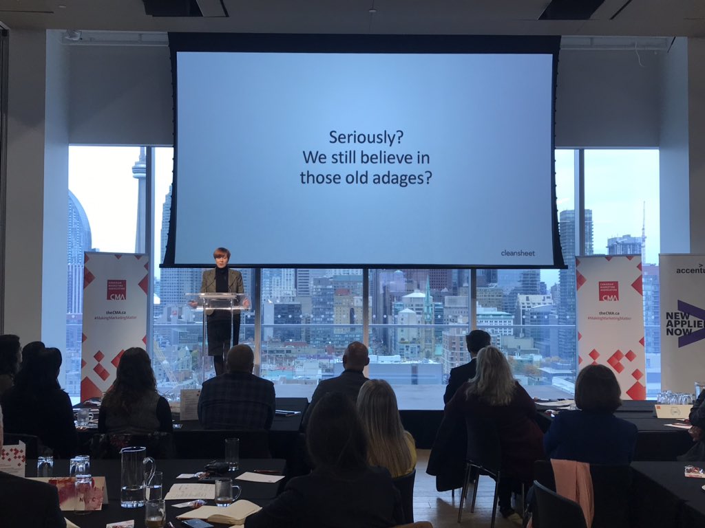 Nicoledascenz's tweet photo. Marketers have always held certain beliefs, but do these old adages still apply? 
According to #CatherineFrank of #cleansheetcommunications in the last 15 years we’ve learned more about how the human brain works than the previous 50 years #artorscience #cmaevents https://t.co/dLW6jasceH