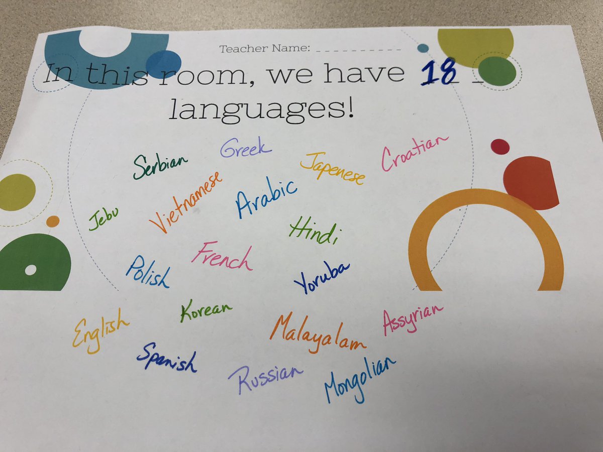 I asked all 5 of my classes what languages they speak. Pretty cool! #WeAreD34 <a href="/AtteaSchool/">Attea Middle School</a>