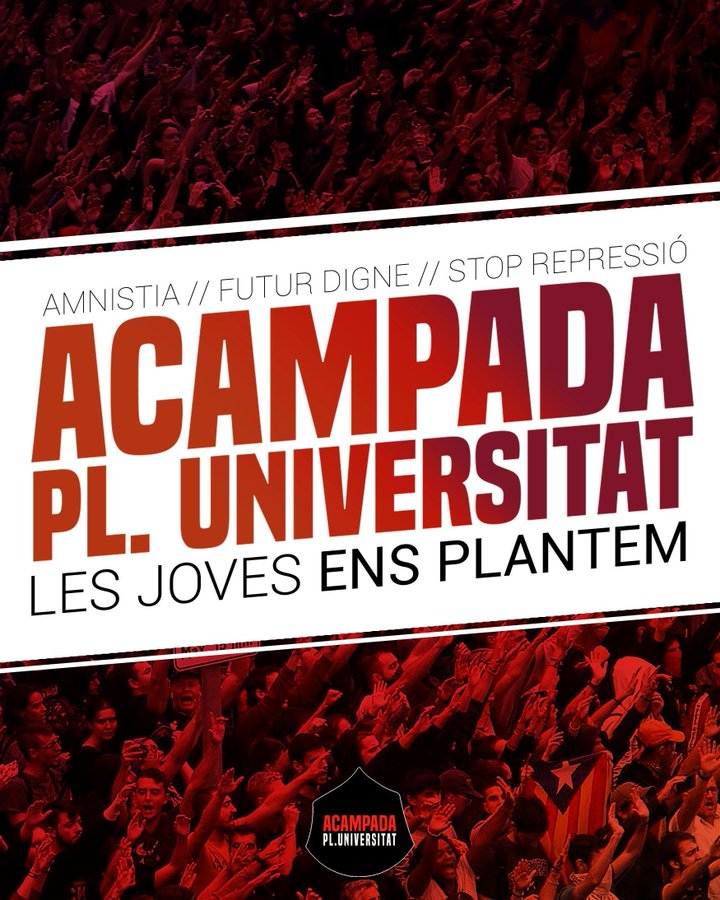 🏕️ Els #CDRenXarxa donem tot el suport a l'<a href="/AcampadaUni/">Acampada Plaça Universitat #Generació14O</a>
 que avui ha començat a Plaça Universitat de #Barcelona.

🔥 Joves i estudiants, sempre al front de la #RevoltaPopular!

#Generació14O 
#CDRenXarxa