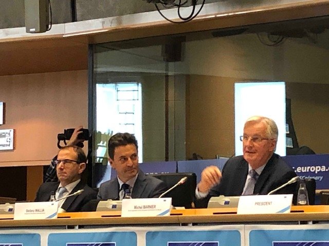VincentiDaniela's tweet photo. .@MichelBarnier at #EESCPlenary insists that the level of ambition of our future free trade agreement with the UK after #Brexit will be proportional to the level and quality of the rules of the economic game between us. #zerotariffs #zeroquotas #zerodumping https://t.co/d1MBiPQ6BD