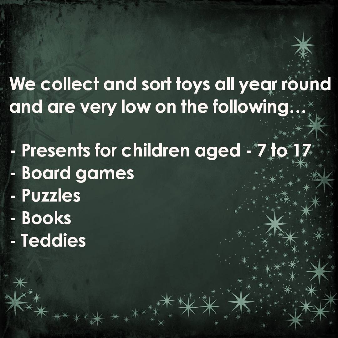 thetoyappeal's tweet photo. SOS!  We are really struggling this year in the 7 - 17 age group.  Our teenagers are often forgotten in particular - yet often may be the main care giver in a home supporting younger siblings.  If you possibly can please consider buying a gift in the categories below - thank you https://t.co/SQxZkehMP9