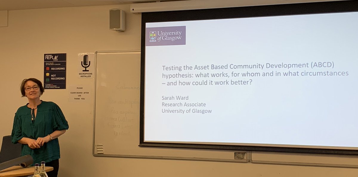 Next up is Sarah Ward <a href="/sward2205/">Sarah Ward</a> presenting at <a href="/WWScot/">What Works Scotland</a> on Assets Based Community Development. I was lucky to examine Sarah’s thesis and learnt lots about ABCD at the frontline and the challenges of tackling inequalities and mobilising for social change