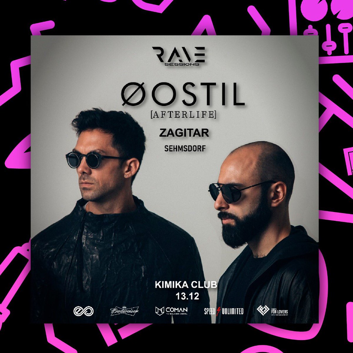 💣 Viernes 13 de Diciembre RaveSessions presenta 🔥 Øostil [Afterlife] - Zagitar - Sehmsdorf en Kimika Club, Neuquén.⁣
⁣
Entradas a la venta en tickets4lovers.com