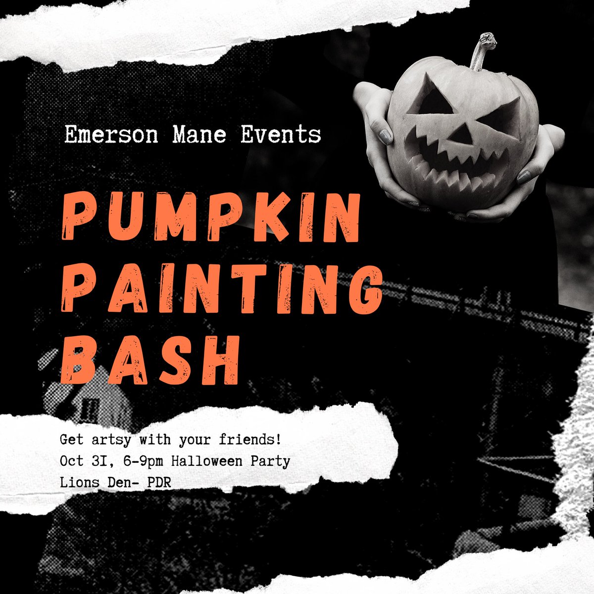 ECManeEvents's tweet image. Ready to party? Stop by the Lions Den and the Private Dining from 6-9PM for free treats, pumpkin painting, a hocus pocus screening, and more 🕸