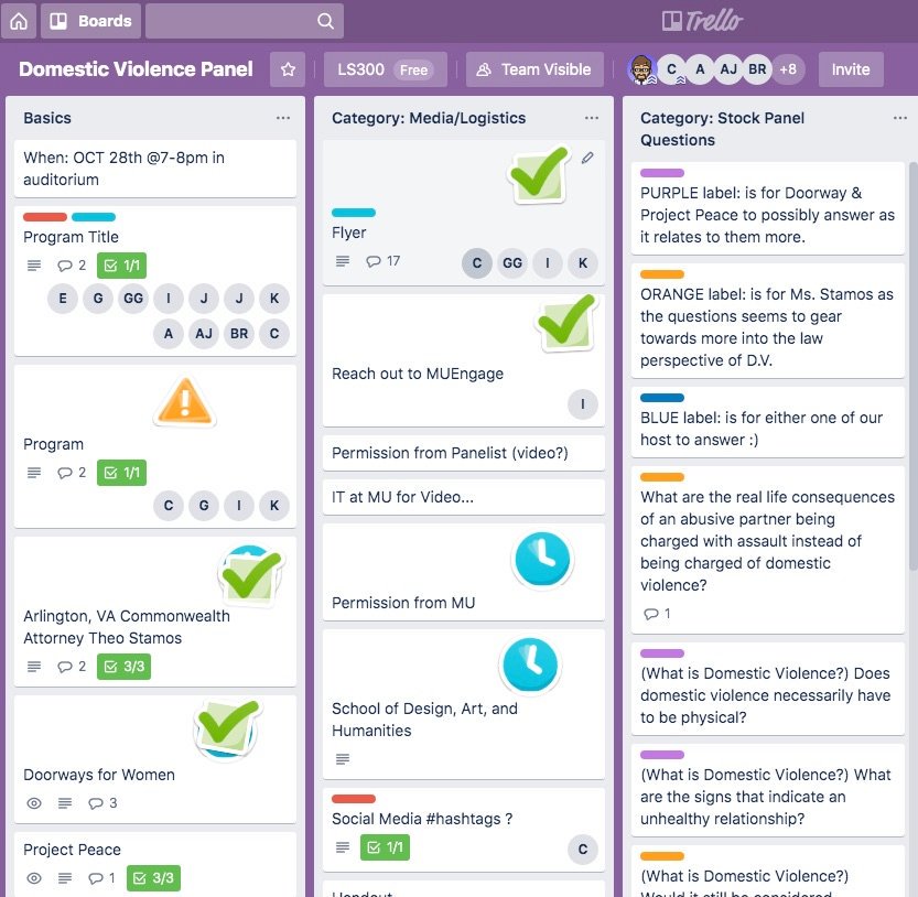 When projects are the learning it gets meta! #PBL with undergrads=action: <a href="/marymountu/">Marymount University</a> Students read @RLSWrites No Visible Bruises, they planned an event using <a href="/trello/">Trello by Atlassian</a>, they contacted experts, and they engaged their peers and the community about Domestic Violence. <a href="/newtechnetwork/">New Tech Network</a>