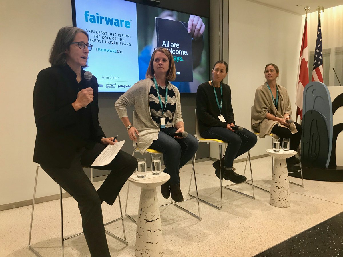 Feeling inspired after hearing from incredible #WomenLeaders from 🇨🇦+🇺🇸 #BCorp companies @fairware <a href="/lushcosmetics/">Lush North America</a> <a href="/SeventhGen/">Seventh Generation</a> &amp; <a href="/patagonia/">Patagonia</a> discuss the role of purpose driven branding.

Sending a warm 🍁 welcome to 🗽 to @Fairware--they just launched in the #BigApple! #FairwareNYC