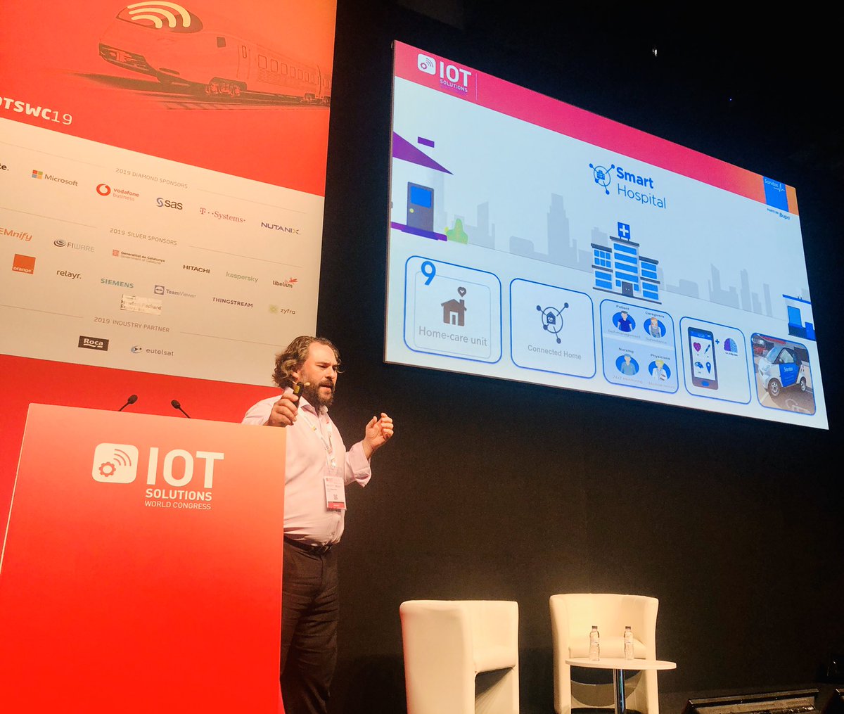 cmorcilloserra's tweet photo. Un honor compartir escenario en #IOTSWC19 con @JVelazquezMoro en la sesión “@sanitas Hospital At Home: #IoT As A Cornerstone Of A #LiquidHospital” explicando las ventajas de la plataforma #SaludConectada de #Telemonitorización con #wearables e #IA. Gracias @GiroToni #ehealth https://t.co/CqurSEILu1