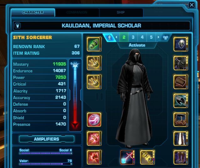 Time to work on the side-grading #SWTOR #swtorfamily